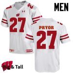 Men's Wisconsin Badgers NCAA #27 Kendrick Pryor White Authentic Under Armour Big & Tall Stitched College Football Jersey UO31W22LQ